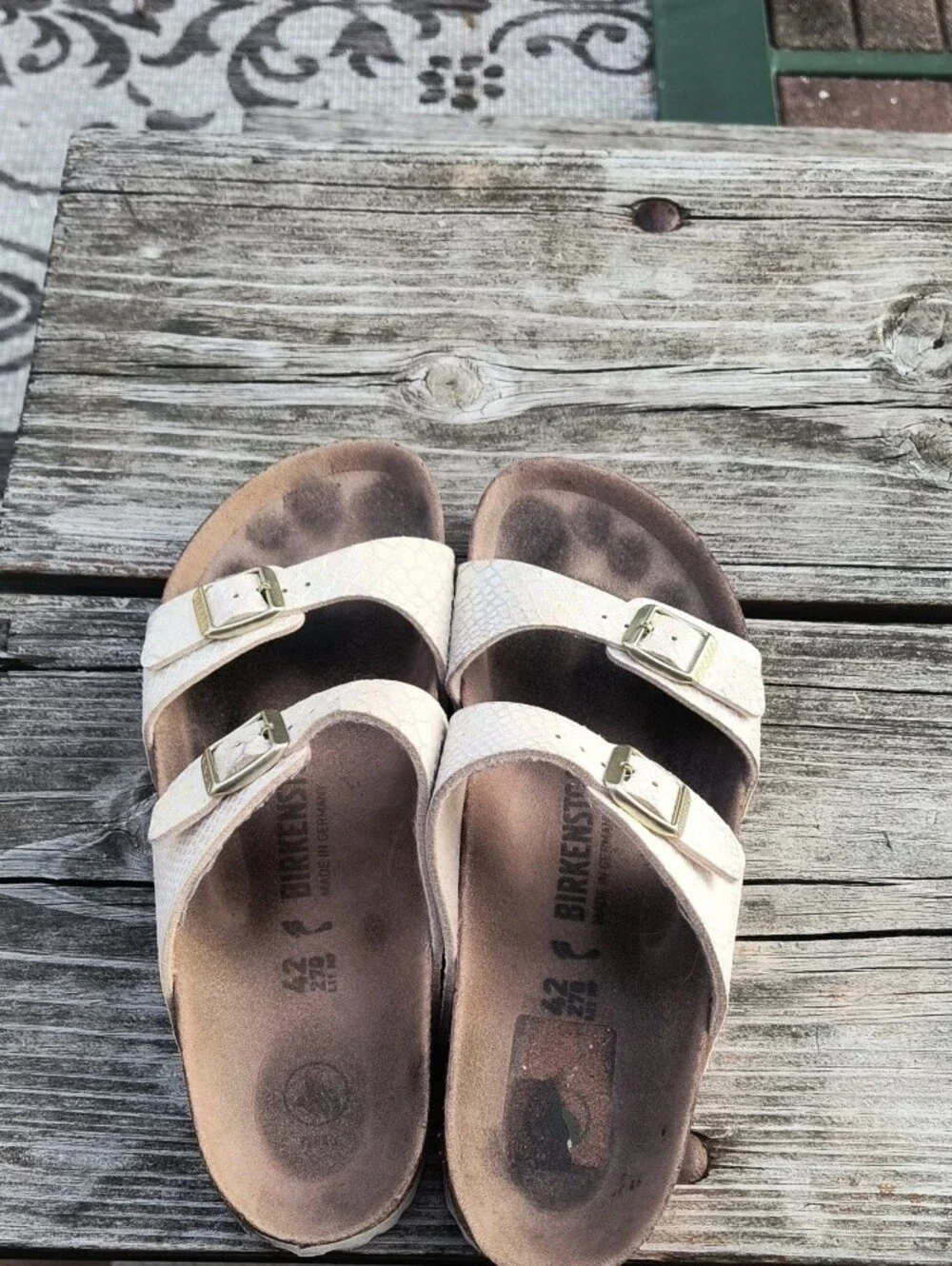 Birkenstock Women’s White Snake-Print Arizona Two-Strap Sandals